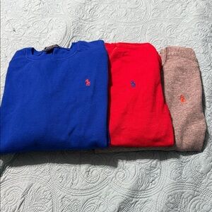 Polo by Ralph Lauren Boy’s Crewneck Sweater - Blue, Red, Gray. Boy’s Large 14/16
